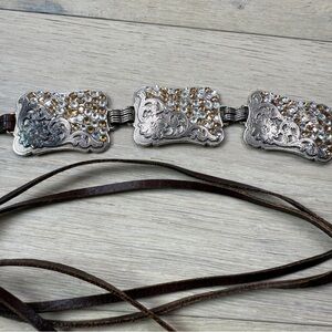 Silver and Brown Embellished Belt